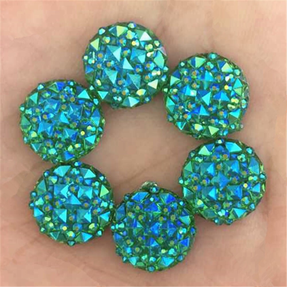 40Pcs Ab Resin 12Mm Ronde Resin Plaksteen Rhinestone Plakboek Ambachten: Green 40PCS