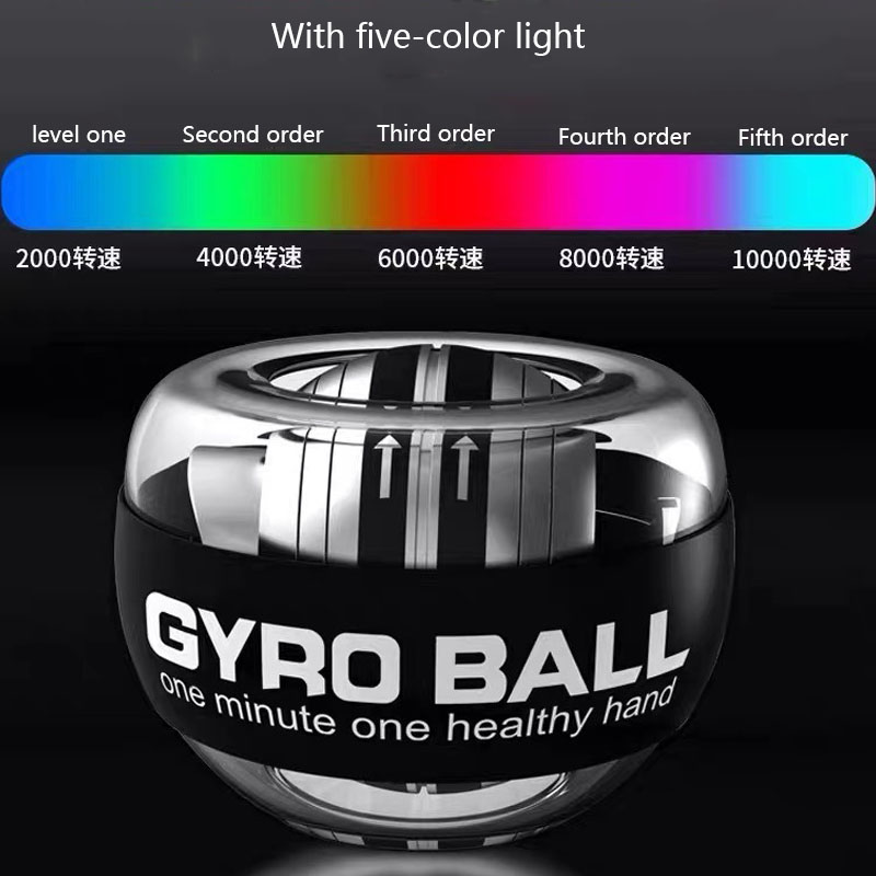 LED Gyroscopic Powerball Autostart Range Gyro Power Wrist Ball With Counter Arm Hand Muscle Force Trainer Fitness Equipment XJ: Gray