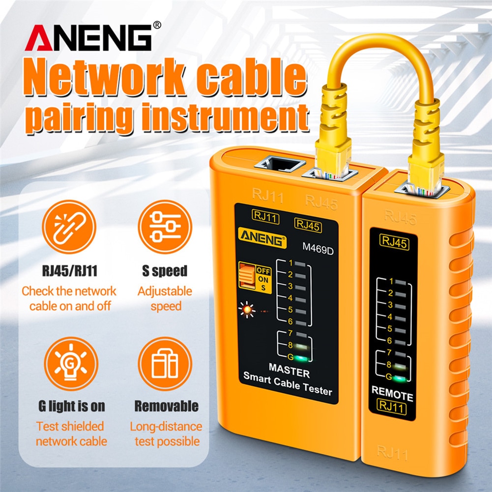 ANENG M469D Cable lan tester Network Cable Tester RJ45 RJ11 RJ12 CAT5 UTP LAN Cable Tester Networking Tool network Repair