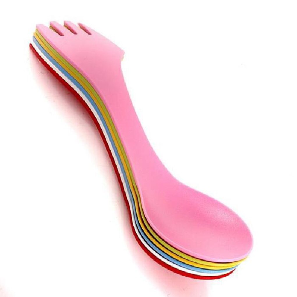 6PCS Multi Colors Spoon With Fork Gadget Cutlery Camping Hiking Utensils Combo Travel Gadget Cutlery