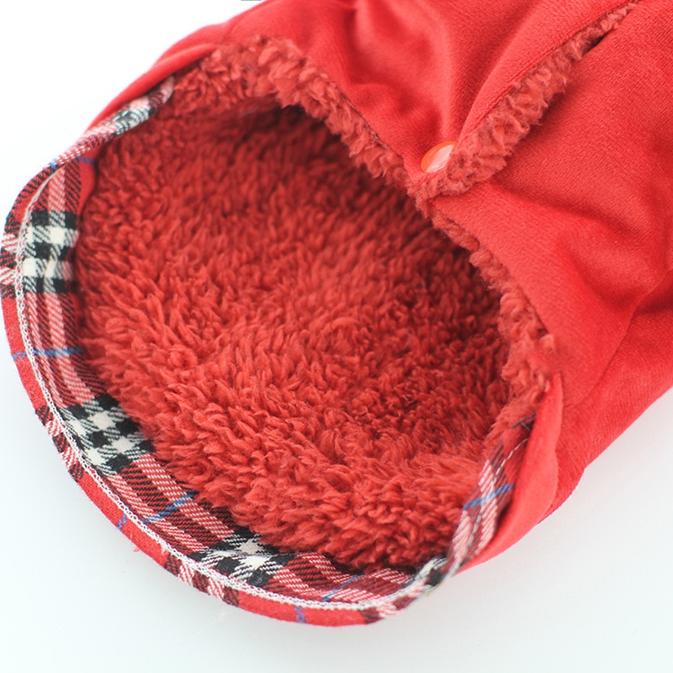 Ropa de perro de dos pies de color rojo y azul con sombrero otoño e invierno, gorro de terciopelo para cachorros, abrigos acolchados de algodón para Perros, peros Acesorios
