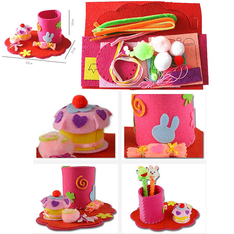 Kid DIY Crafts DIY Handmade Sewing Craft Kit Non-woven Fabric Toys Pen Containe,Art &amp; Crafts Educational Toy For Kid Pen Holder