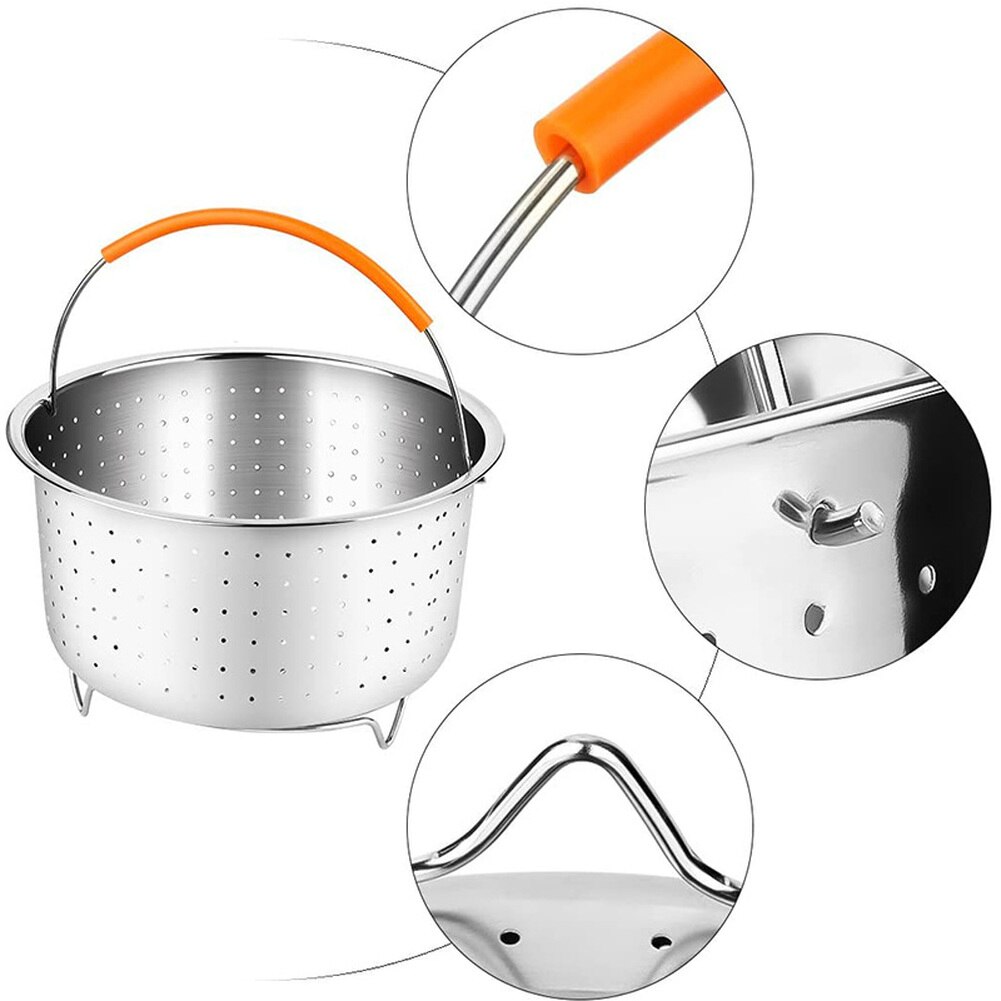 Canasta de vapor para cocinar arroz de acero inoxidable 304, 3/6/8 Quart, olla a presión, vaporizador, cesta multiusos para limpiar frutas