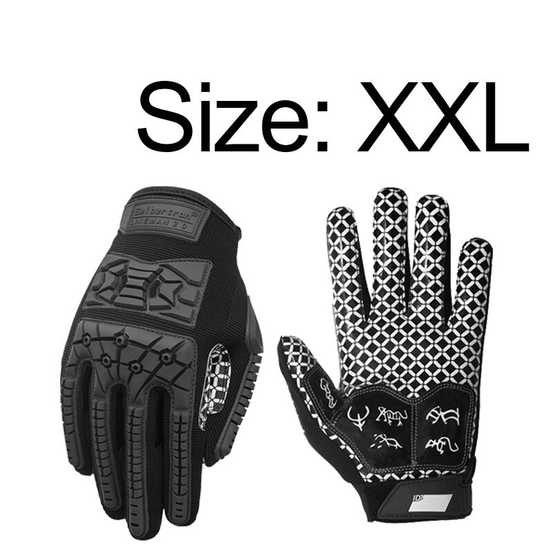 Seibertron Lineman 2.0 Padded Palm Football Receiver Gloves, Flexible TPR Impact Protection Back of Hand Glove Adult Sizes: XXL