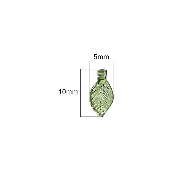 50PCS Green Transparent Leaf Shape Acrylic Beads Pendant Loose Bead For DIY Jewelry Making Necklace Bracelet Charm Accessories