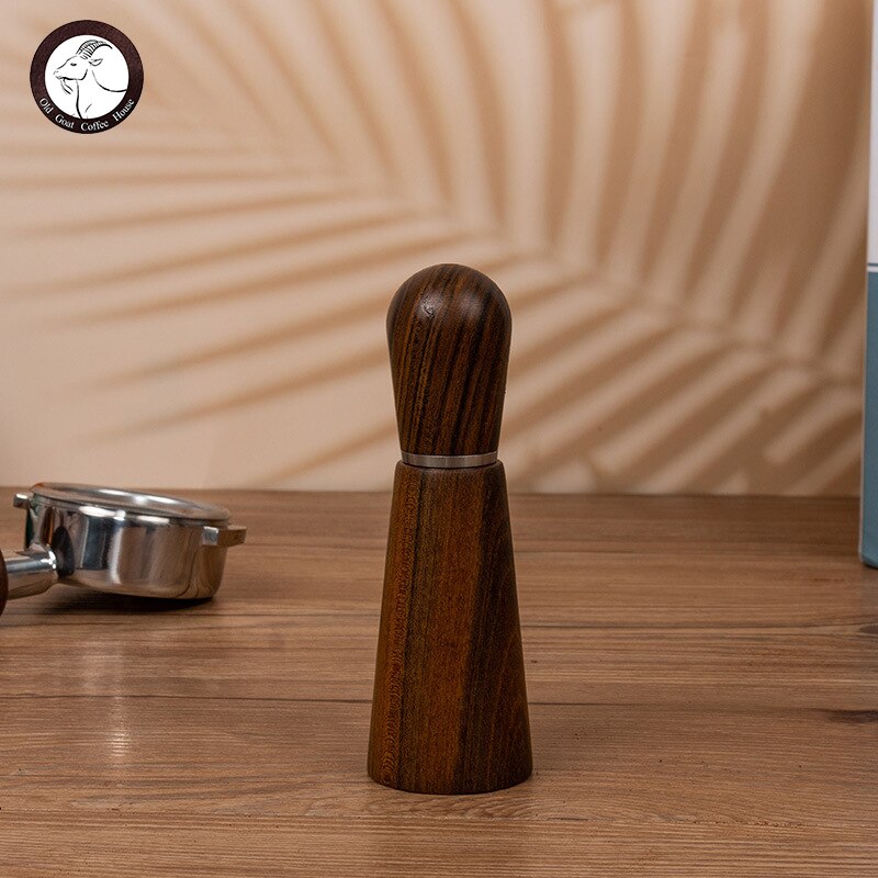 Four-needle Coffee Powder Dispenser with Wooden Seat Italian Coffee Machine Stainless Steel Needle-type Powder Dispenser