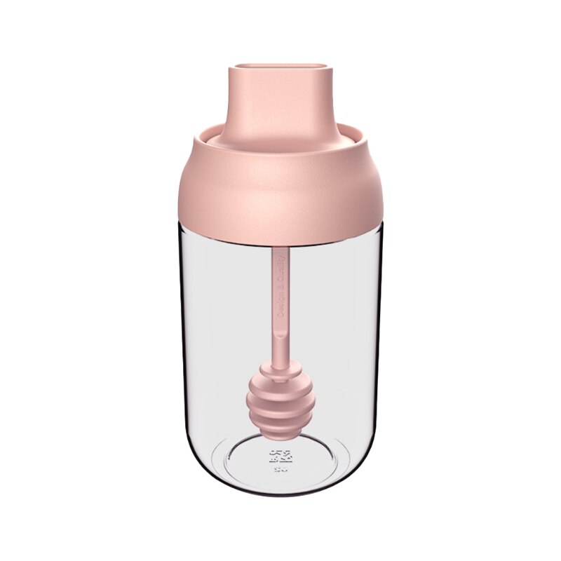 250ml High Borosilicate Glass Spice Jar Seasoning Condiment Salt Pepper Storage with Spoon Honey Stick Brush Lid Kitchen: Pink-C