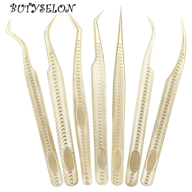 1 pz pinzette per estensione ciglia clip per sopracciglia in acciaio inox decorazioni in oro pinzette antistatiche per ciglia finte forniture per strumenti di trucco