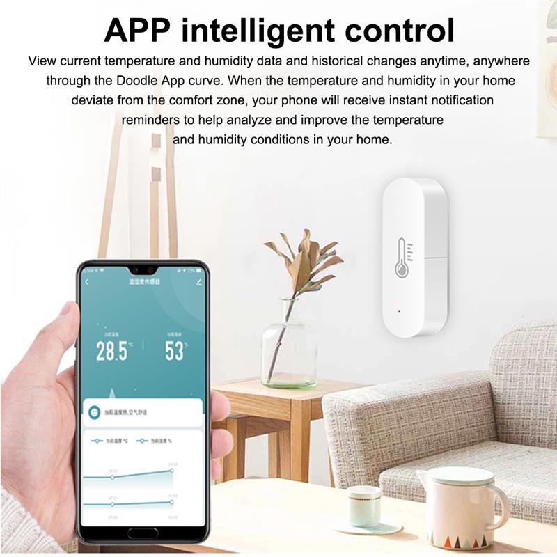 Zigbee Tuya Living Room Bedroom WiFi Temperature Humidity Sensor Office Smart Notification Push Alarm Home Intelligent Supplies