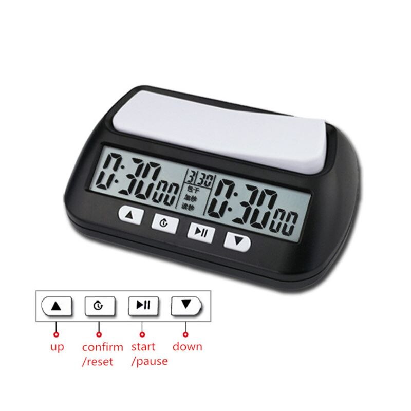 Schaakklok compact digitaal horloge afteltimer elektronisch bordspel bonuswedstrijd urenteller