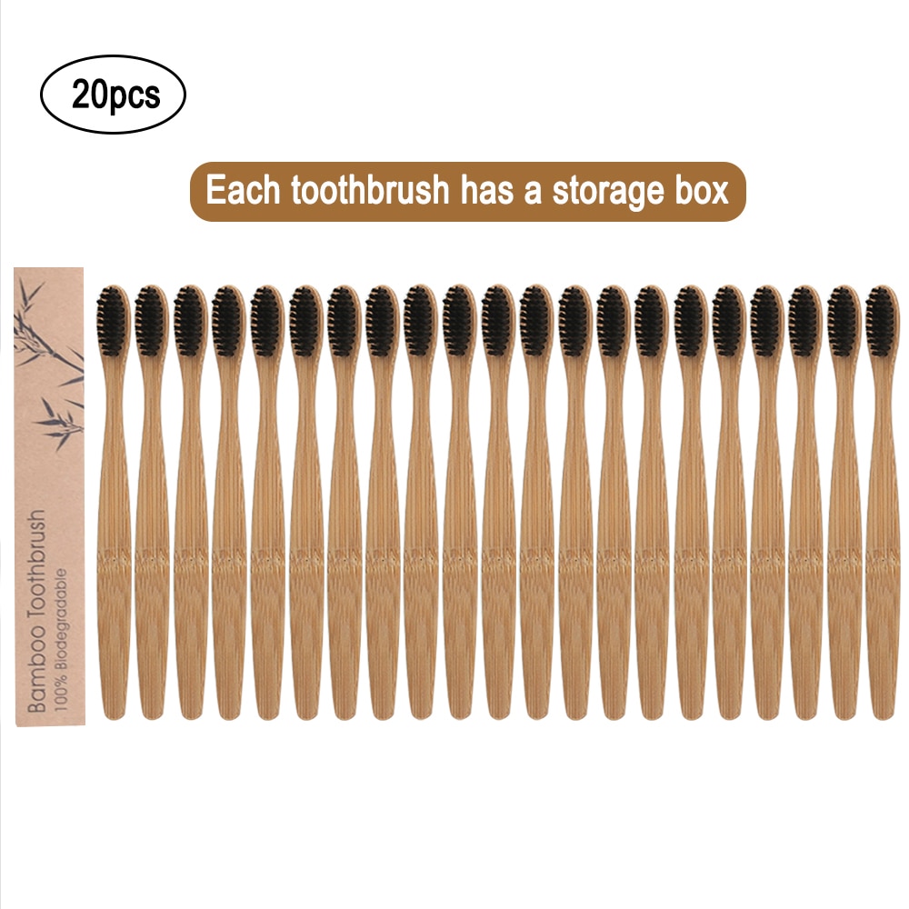 20 Pcs Natuurlijke Bamboe Tandenborstel Tandenborstels Milieuvriendelijke Zachte Haren Fiber Tandenborstel Bamboe Tandenborstel Oral Care Levert