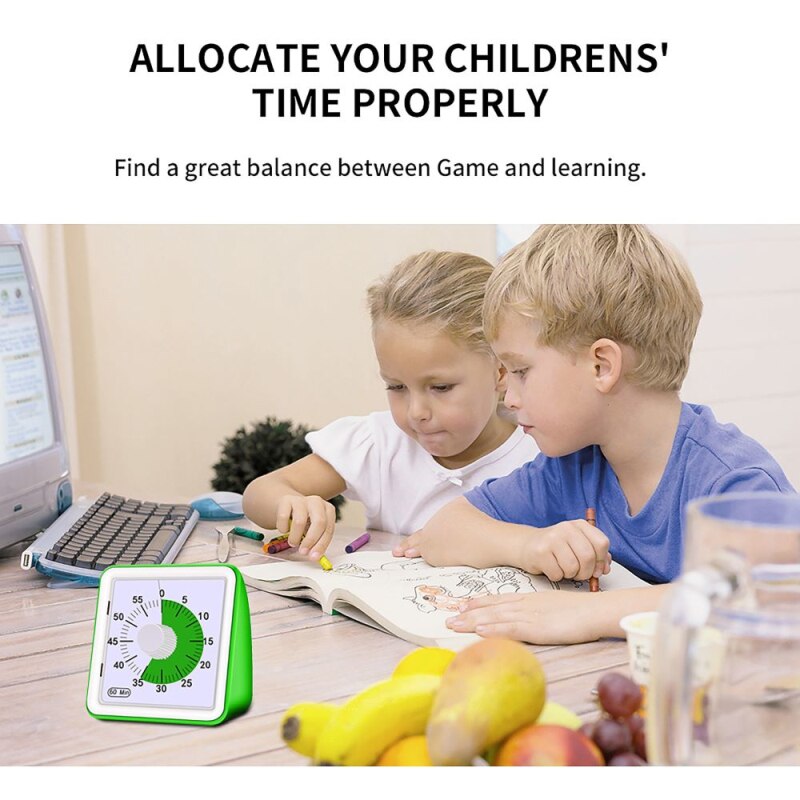 60 Minutes Silent Visual Analog Student Classroom Kitchen Timer Countdown Cooking Management Tools Office Home Adults Adjustable