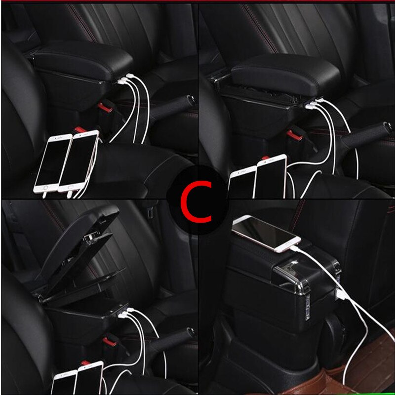 For Opel Astra Armrest box central Store content Astra armrest box with cup holder ashtray with USB interface: C black black line