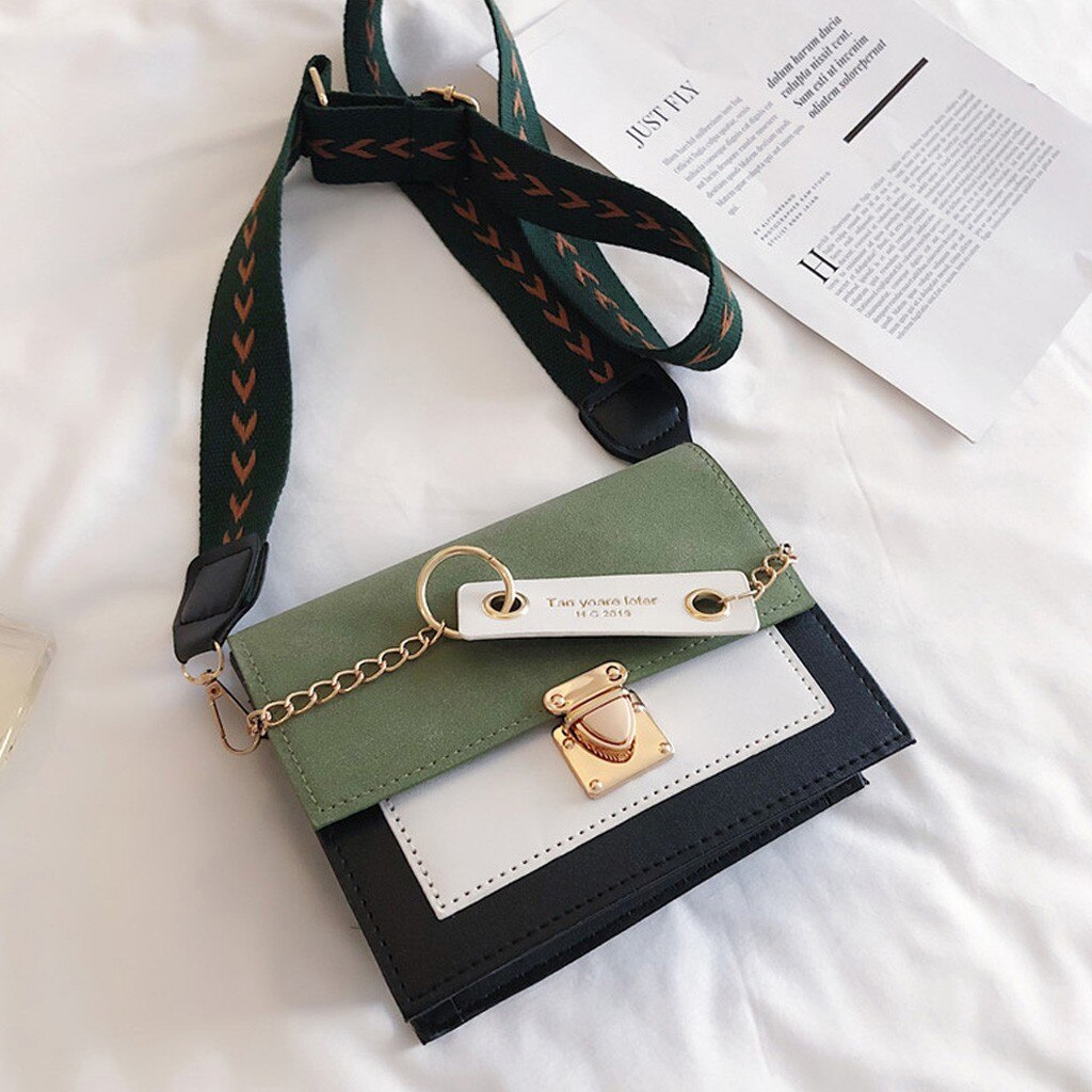 38 # sac à bandoulière femmes mat contraste couleur sac à bandoulière petit sac carré téléphone portable sac à main: Green 