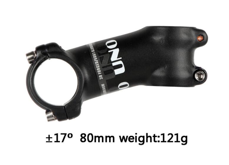 UNO Bike Stem Ultralight Mountain MTB Bicycle Stems Alloy Aluminum Stem 60/70/80/90/100/110/120/130mm: 17 degrees 80mm