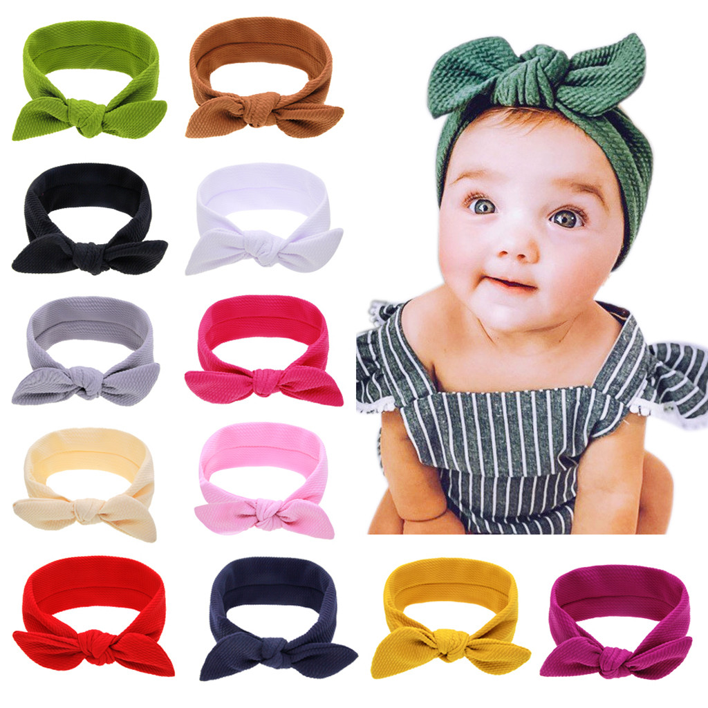 Mode Pasgeboren Peuter Kids Baby Meisjes Hoofdband Strik Solid Gedrukt Hoofdband Hoofddeksels Haaraccessoires Baby Casual Hoofdband