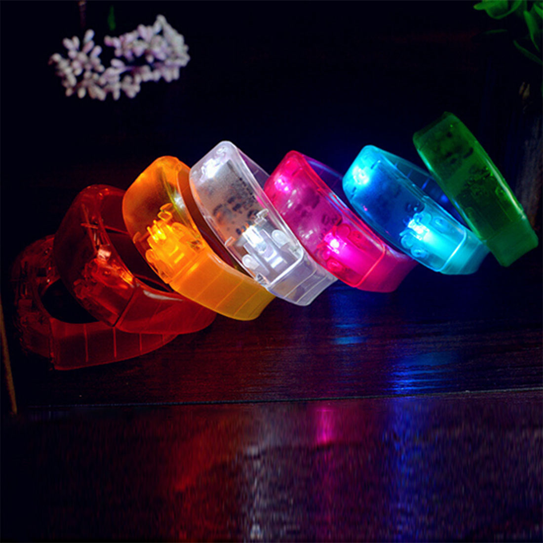 Glow LED Light Up Wristband Voice Control Flashing Bracelet Bangle Cheer Props Rave Glow Party Christmas
