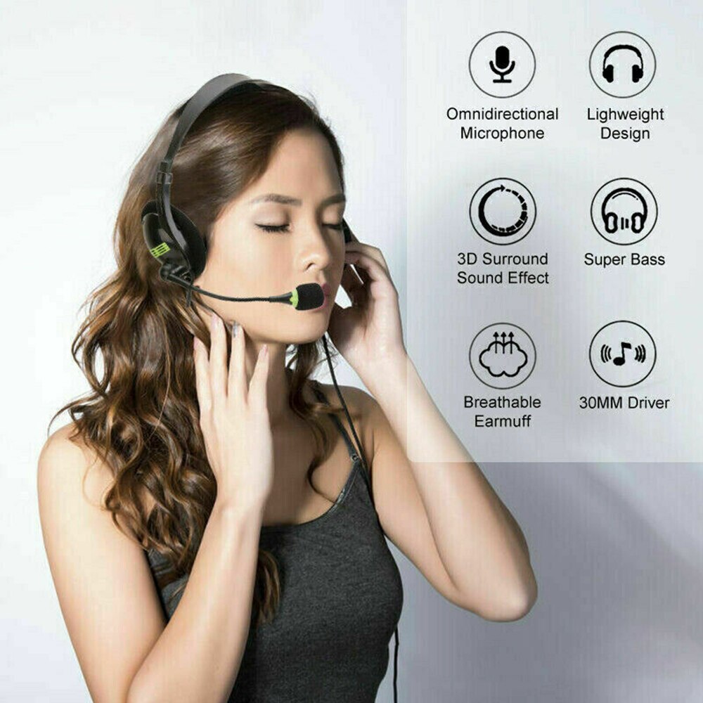 TRAVOR USB Noise Cancelling Microphone Headset Call Centre Stereo Wired Headset Office Traffic Headphones for PC Computer Laptop