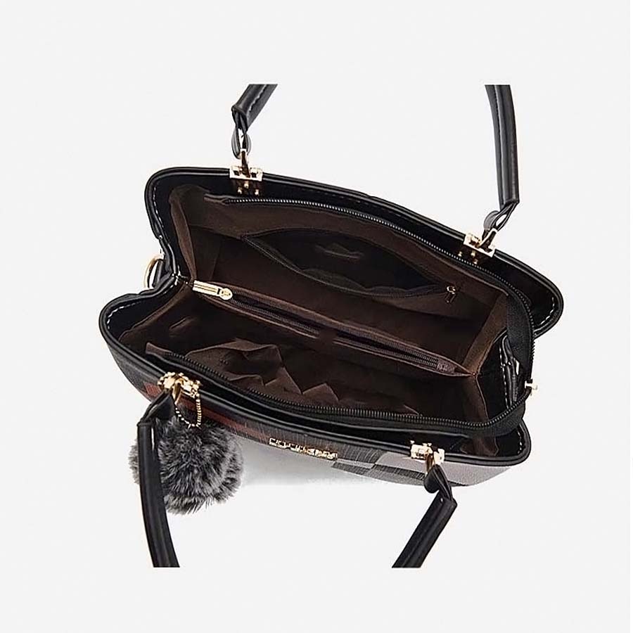 Vrouwen Tas Cool Trendy Mode Grote Zak Rooster Patroon Handtas Bont Bal Schoudertas Messenger Bag handtas