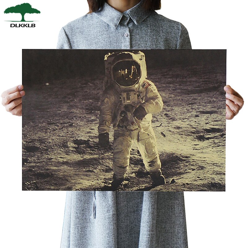 DLKKLB Vintage Poster Kostbare Foto 'S De Apollo 11 Maan Landing Kraftpapier Versiering Movie Posters 51.5*36cm Muur sticker
