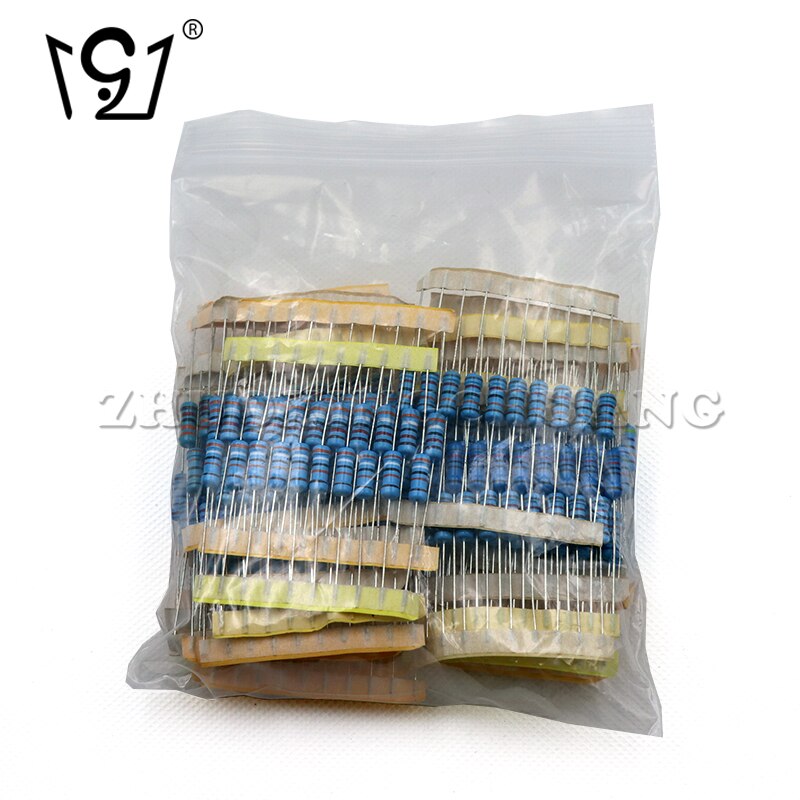 300PCS 1W metal film resistor package sample package 1K to 820K electronic component package sample package 30values*10pcs