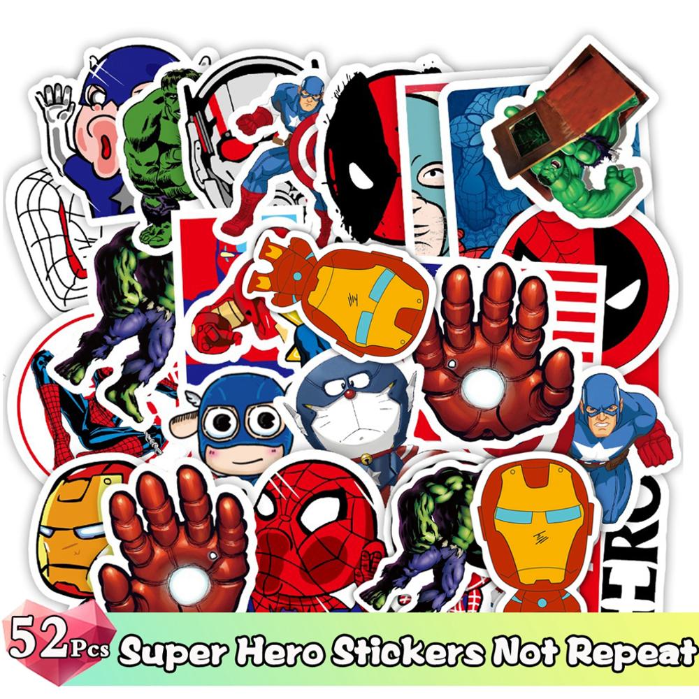 52/50 Pcs/Lot Color Stickers Graffiti Cartoon Animal Super Hero Sticker for Water Bottle Luggage Notebook Skateboard Kids Toy: Super Hero