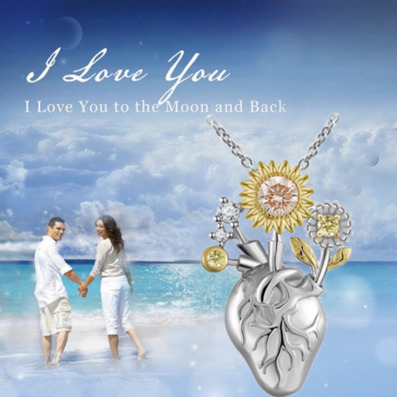 collier femme bijoux femme bijoux femme luxe Collier en forme de cœur pour femmes, joli pendentif en forme de tournesol, couleur, d&#39;anniversaire pour femme