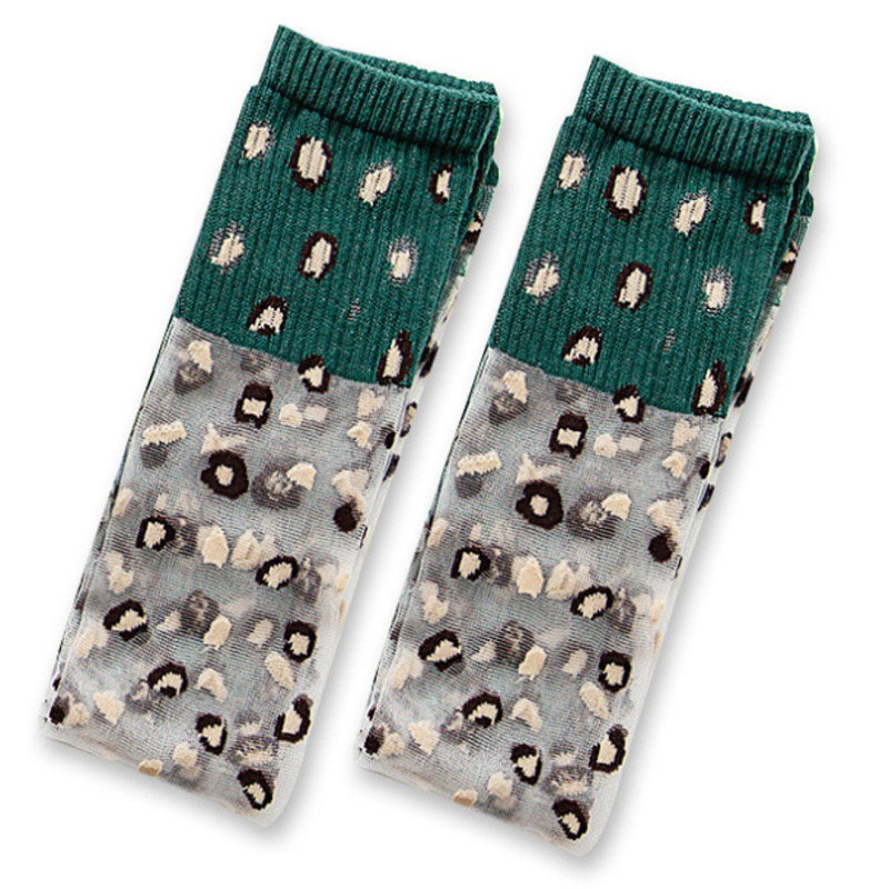 Leopard piger knæhøje sokker til børn børn sommer mesh skridsikker lange høje sokker afslappet skridsikker 3-8 år: Grøn