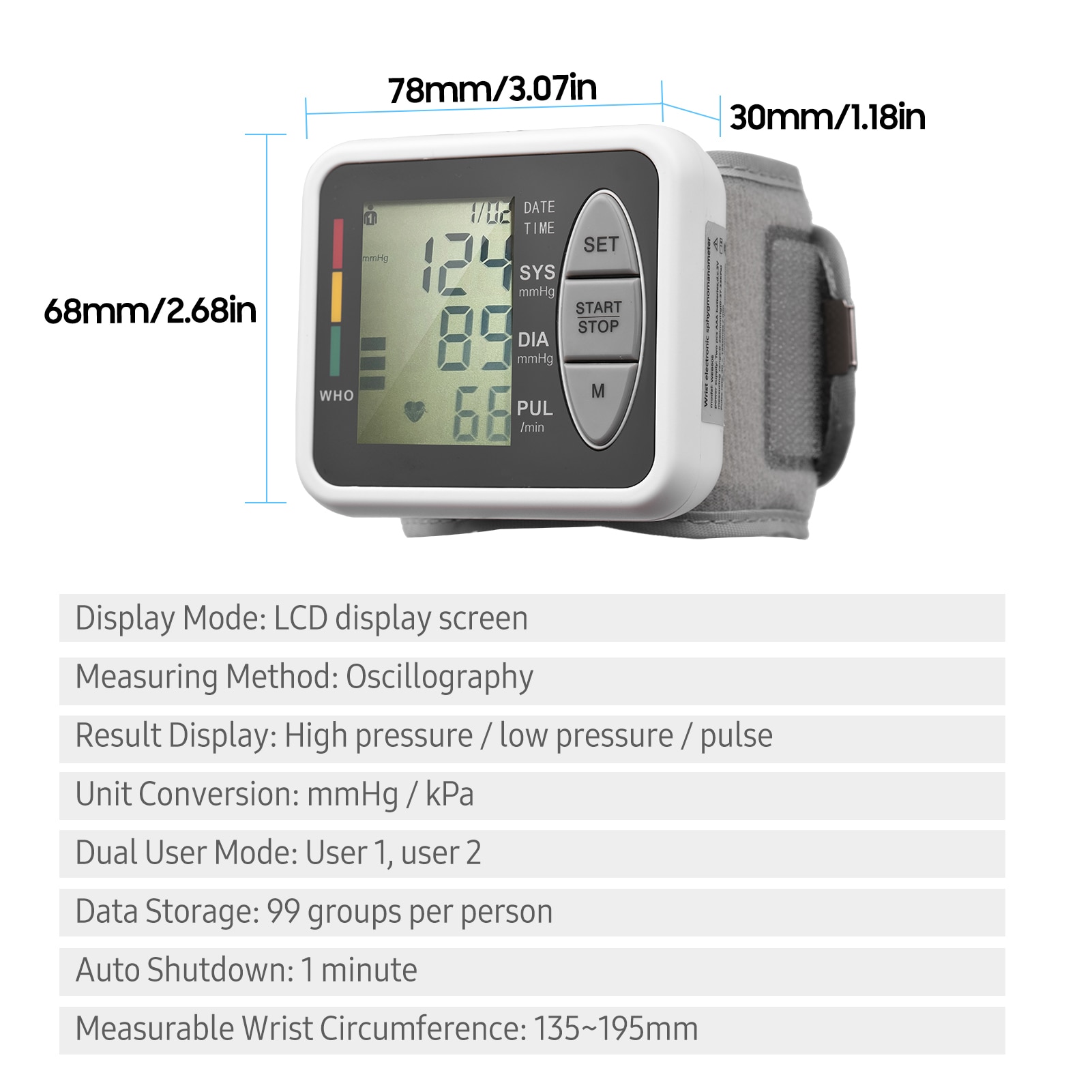 Digitale Infrarood Voorhoofd Thermometer Lcd Contactloze Temperatuur Meting Volwassen &amp; Kinderen Gebruik + Tonometer + Pulsoximeter