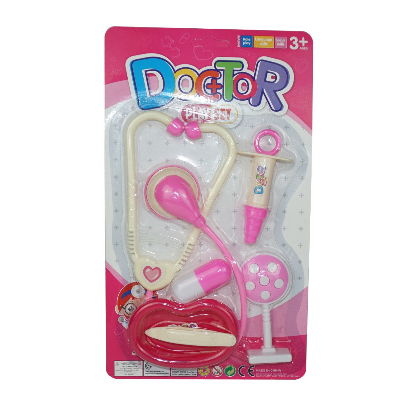 Børns lille læge legetøjssæt leg huslegetøj stetoskop sprøjte 6 stykke sæt blister