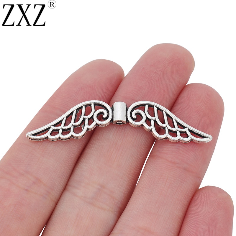 ZXZ 10pcs Large Fairy Angel Wing Spacer Charms Beads Findings 52mm