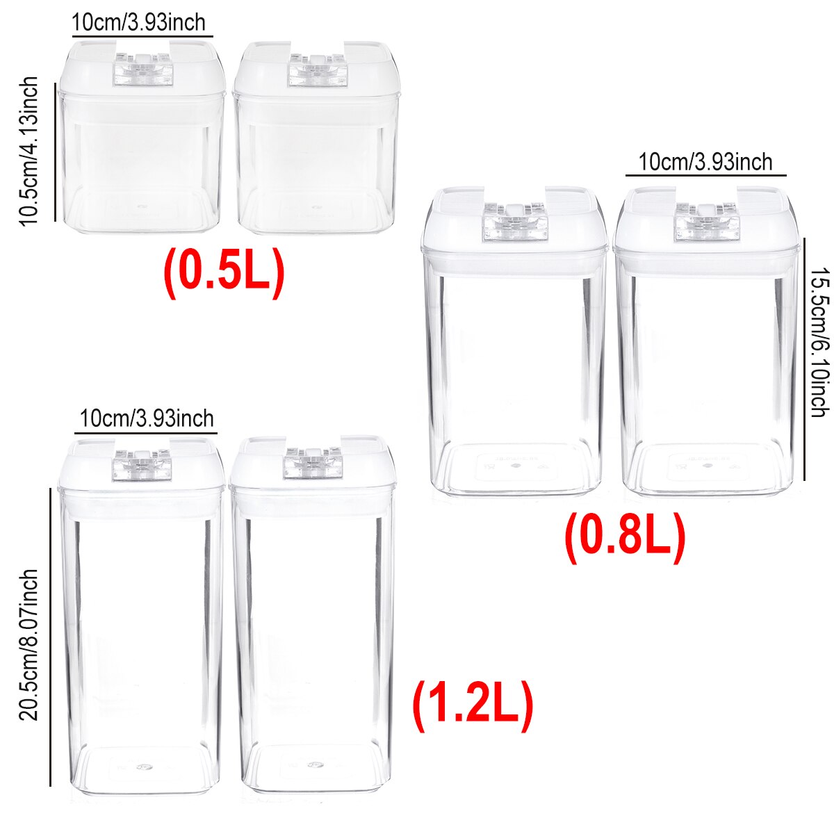 6Pcs Dry Food Storage Box Food Containers Transparent Stackable Kitchen Spaghetti Noodles Sealed Tank Cans Organizers Bottles