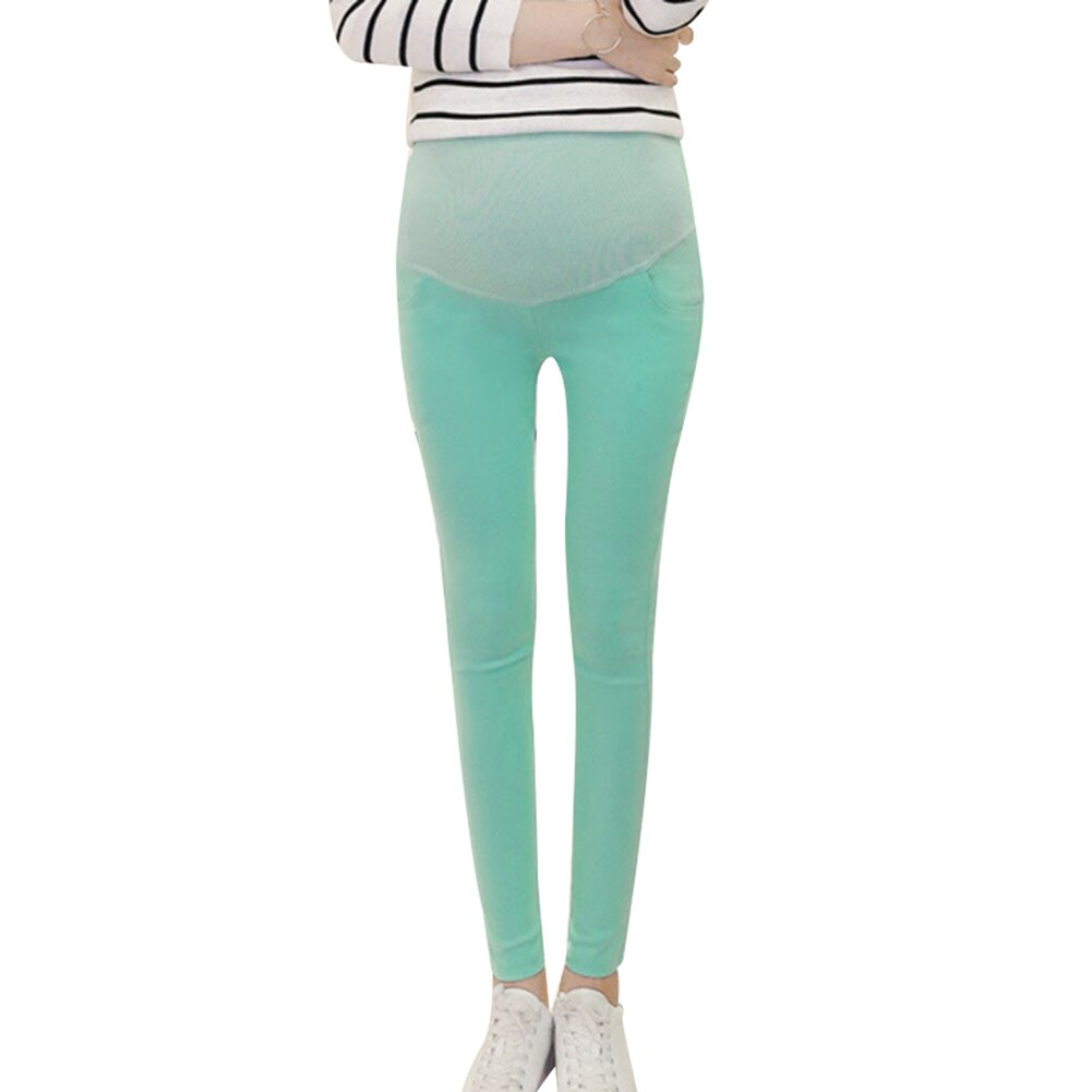 Leggings över magen för gravida kvinnor med stretchfötter pennbyxor  m09: Grön / Xxl