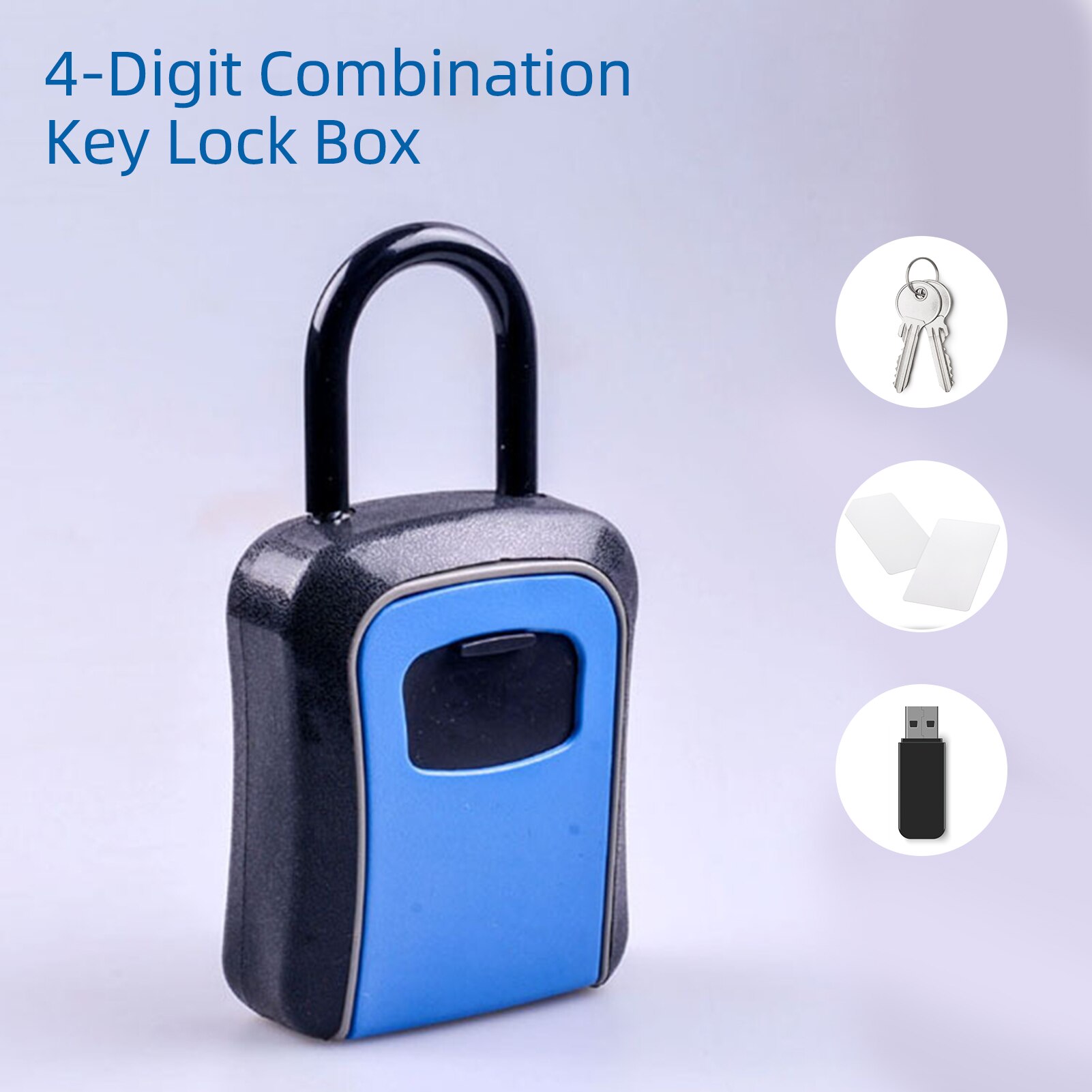 Key Storage Lock Box with Dust Cover Aluminum Alloy 4-Digit Combination Padlock Case Lockbox Key Safe Box Portable Storage