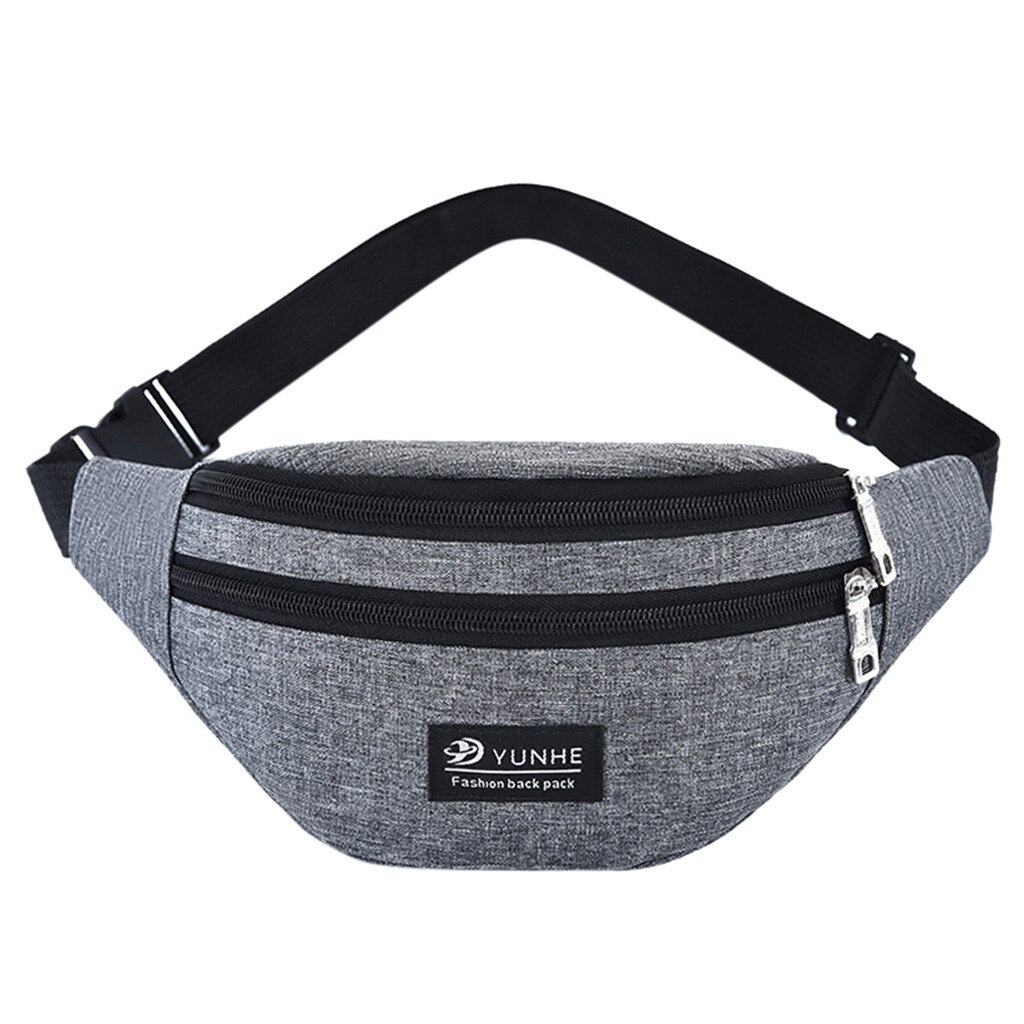 Outdoors Trave Waist Bag Women Mens Solid Color Crossbody Zipper Hip Belt Bags Casual Fanny Pack Chest Phone Pouch Mujer: Gray