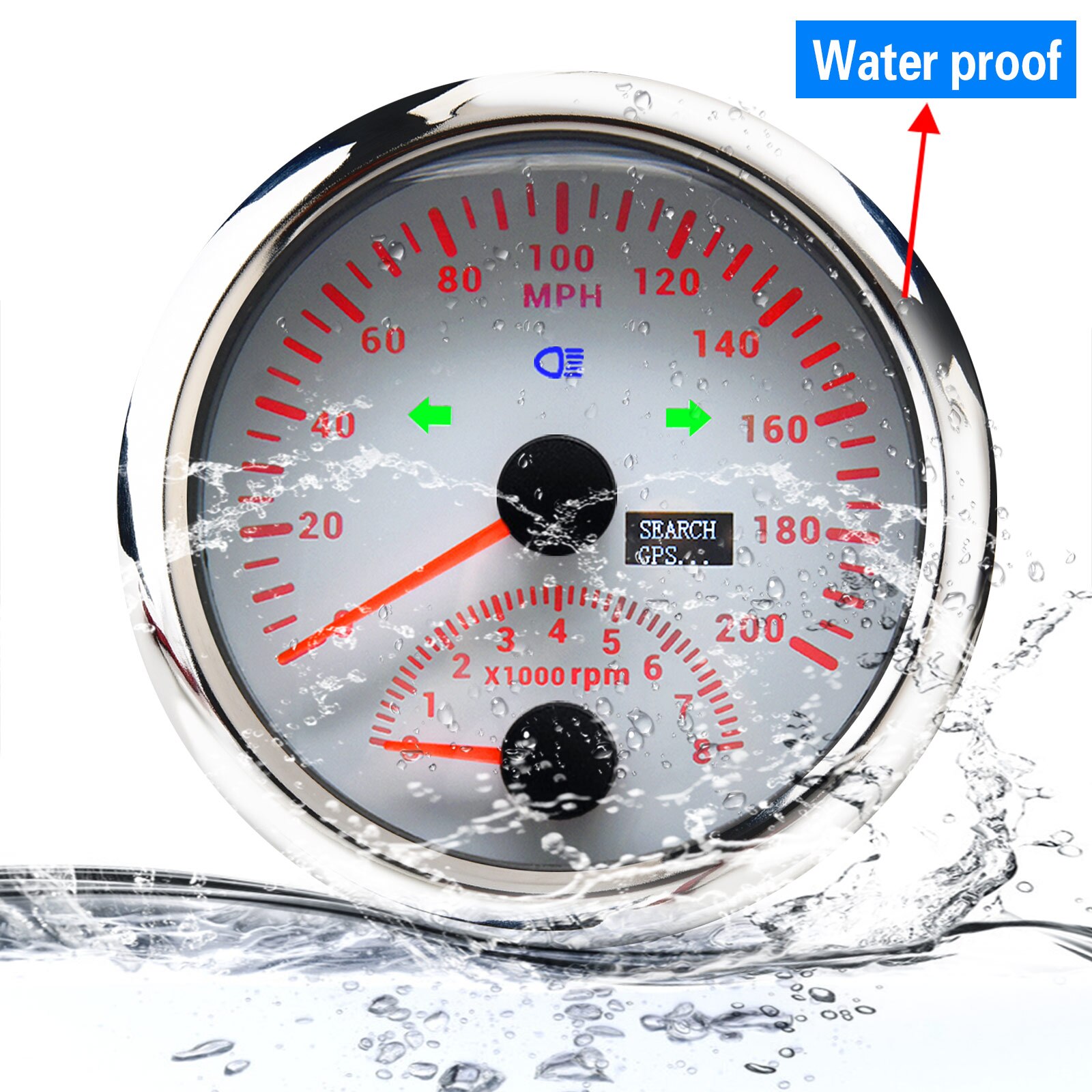 Universele 85Mm Gps Snelheidsmeter Gauge 120 Km/h 200 Km/h 200MPH Gps Speed Meter Kilometerteller Met Toerenteller 8000Rpm Met gps Antenne