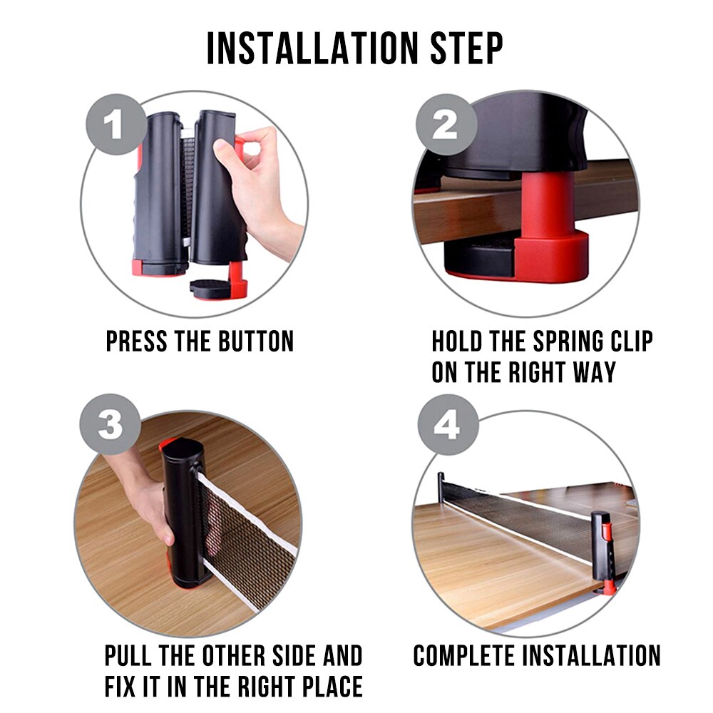 Retractable Table Tennis Net Portable Ping Pong Post Net Rack for Any Table Tennis Table Ping Pong Net