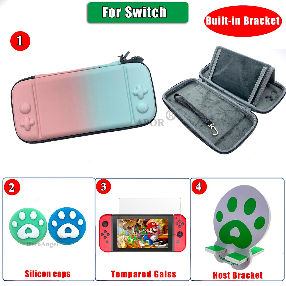 4 in 1 Gioco sacchetto di Immagazzinaggio del Sacchetto Duro di Accessori Da Viaggio Trasporta il Sacchetto di Caso per Nintendo Switch per NS Nintend Interruttore Dello Schermo caso della protezione