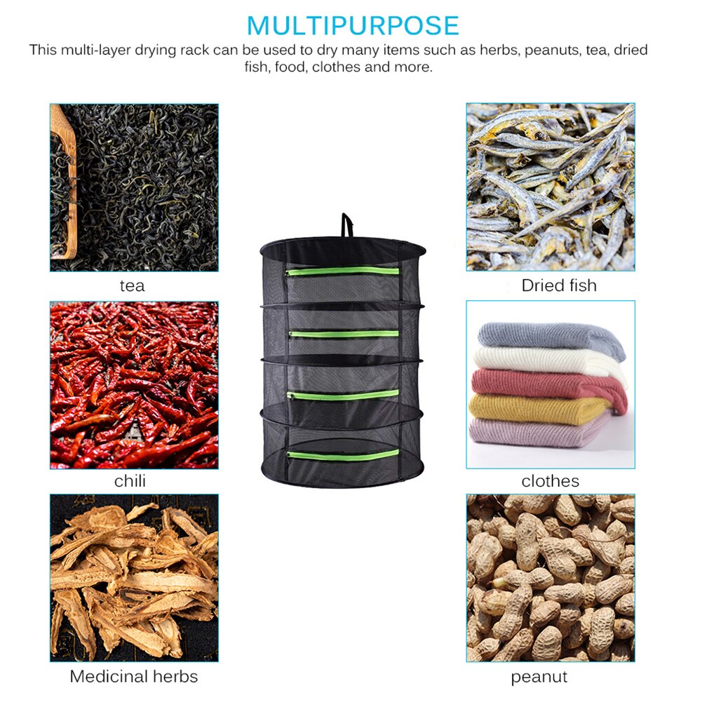 4/6 Layers Herb Drying Net Folding Mesh Pouch Hanging Basket Foldable Dry Rack Bag Mesh Dryer for Herbs Flowers Plants Buds