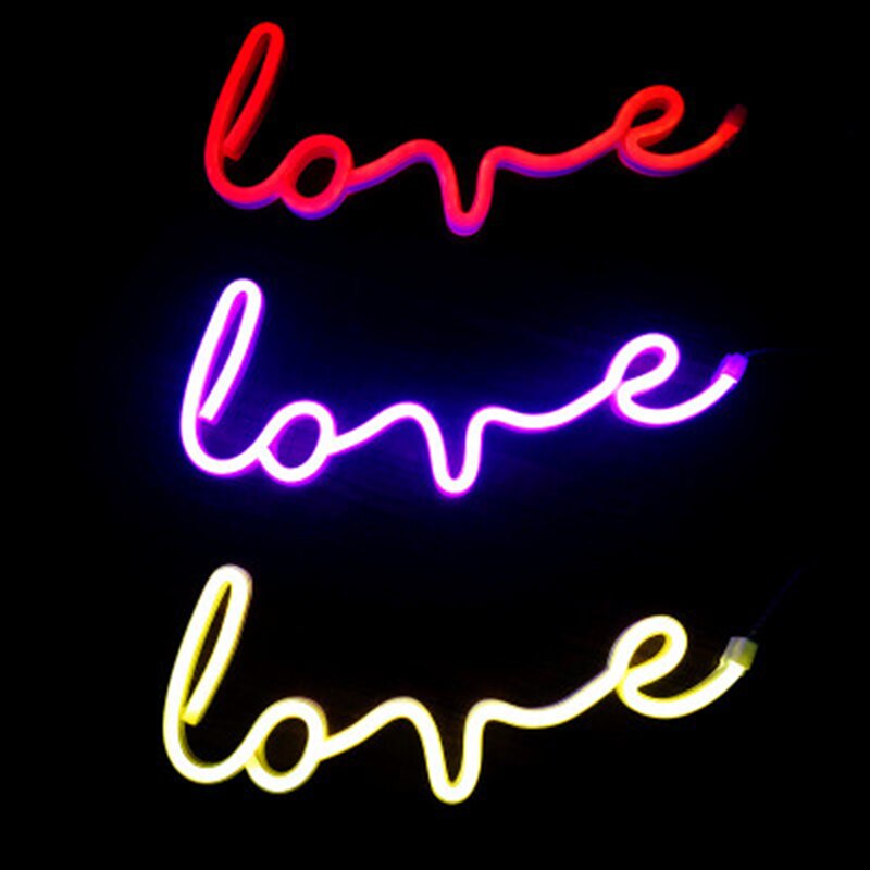 Luzes de néon led de carregamento usb amor decorativo noite luz letras férias amor/520 sinal lâmpada para bar festa em casa