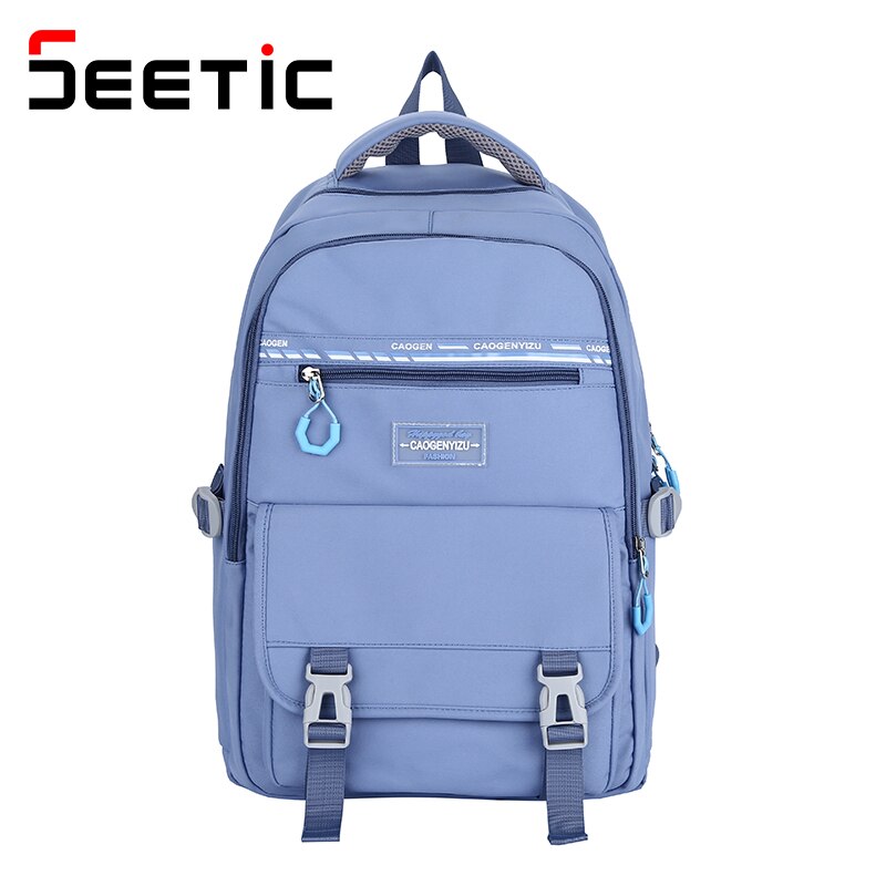 SEETIC Hohe Kapazität Rucksack Multi-Tasche Wasserdicht Rucksack Frauen Einfarbig Frauen Rucksack Nylon Rucksack Weiblichen: Blau Rucksack
