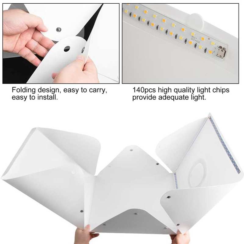 Licht diffusor 40cm LED Faltbare Leuchtkasten Einstellbare Helligkeit Fotografie Softbox mit 6 Farben Hintergrund Mini softbox