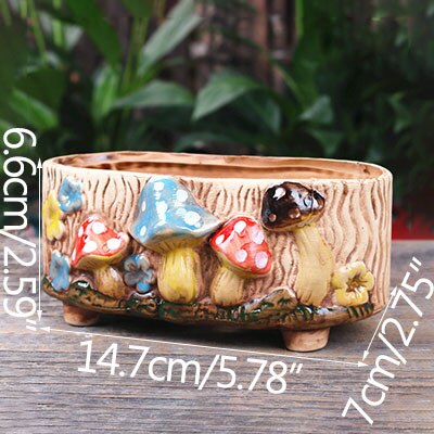 Strongwell Home Decoration Planter Mushroom Stoneware Succulent Flower Pot Living Room Decoration Planter Vintage Handicrafts: 2