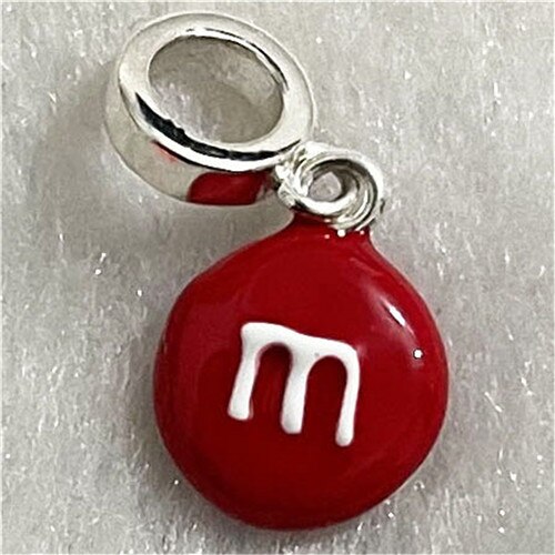 Beadance 925 Sterling Zilver Enamel Kleurrijke M Candy Dangle Hanger Charm Europese Sieraden: 3Red