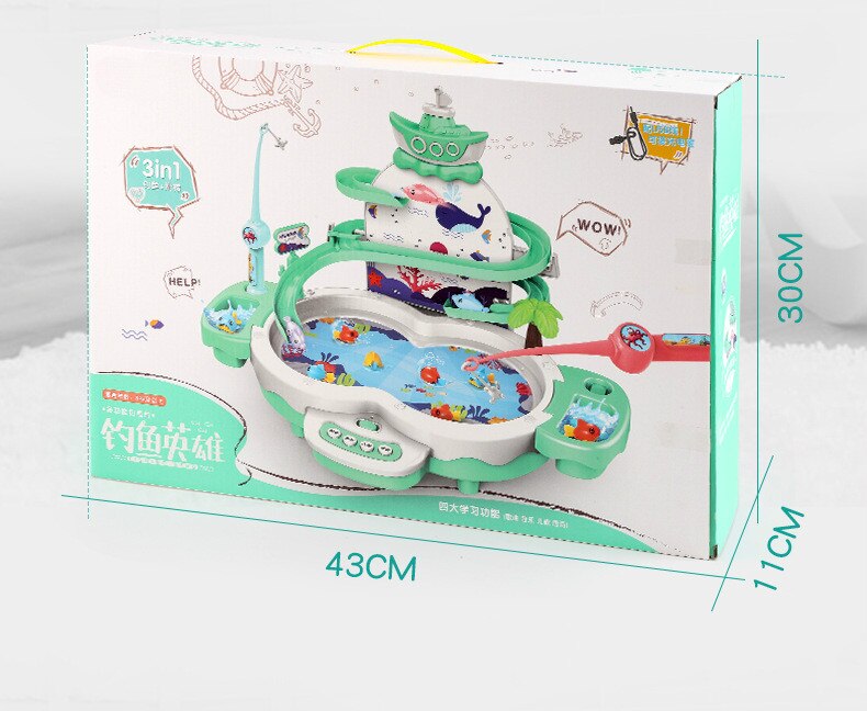 Børns fiskelegetøj musikbelysning maglev spor fiskelegetøjsdragt forældre-barn interaktiv undervisning studielegetøj spil: Grøn