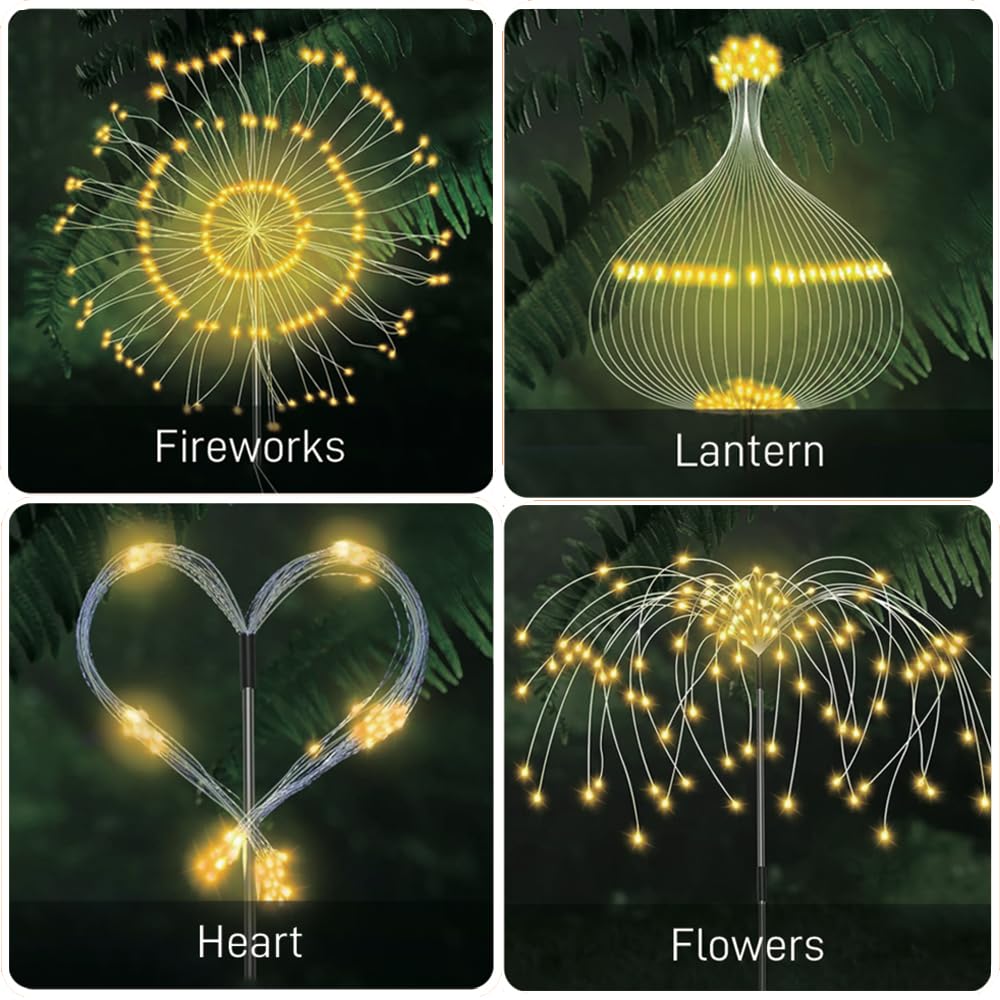 Lampe solaire de feu d'artifice à 200 LED, pour décoration extérieure, paquet de 1 à 4, 8 Modes, lumières féeriques de jardin, lumières Starburst pour paysage