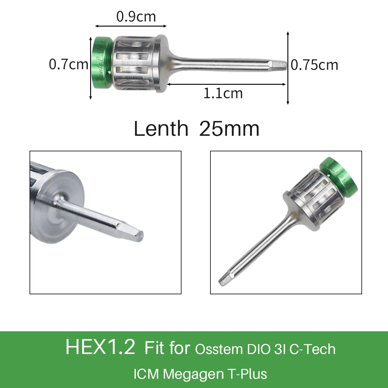 Dental Universal Implant Torque Screwdrivers Wrench Dental Implant Restoration Tool Kit 10-70NCM: L 1PC HEX1.2
