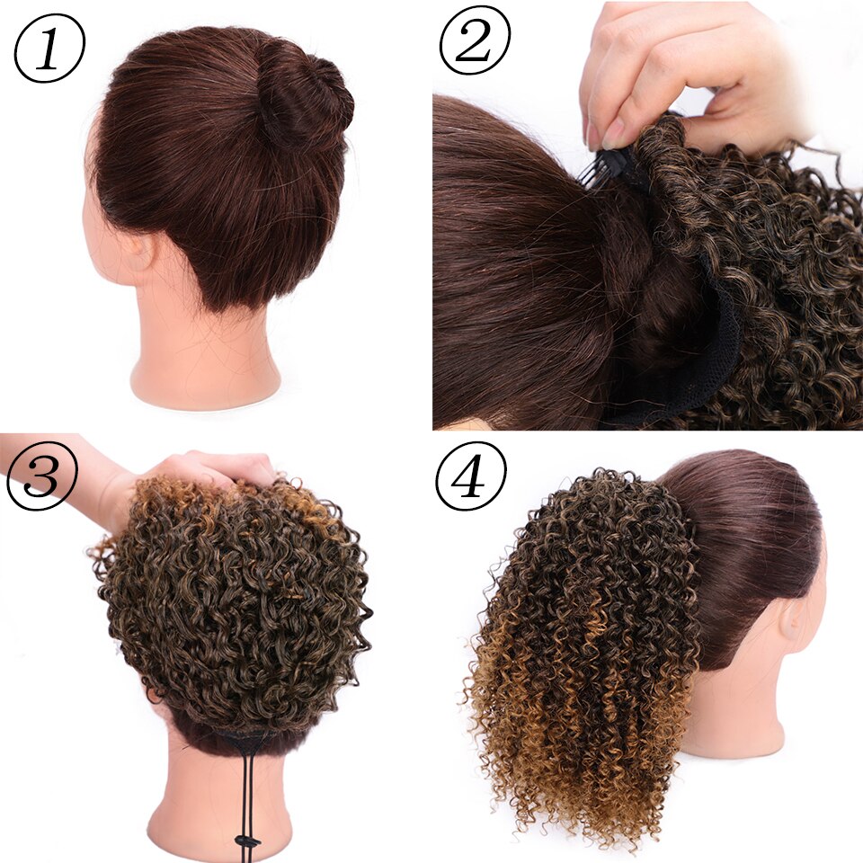 Vigorous Afro-coletero corto rizado para mujer, pieza de cabello para mujer negra Afro, coleta sintética con Clip en el cabello