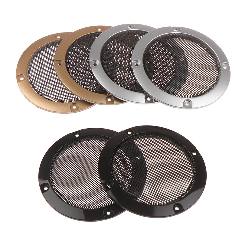 2PCS 3INCH Speaker Net Cover High-grade Gold Silver Mesh Enclosure Plastic Frame Protective Grille Circle Speaker Accessories