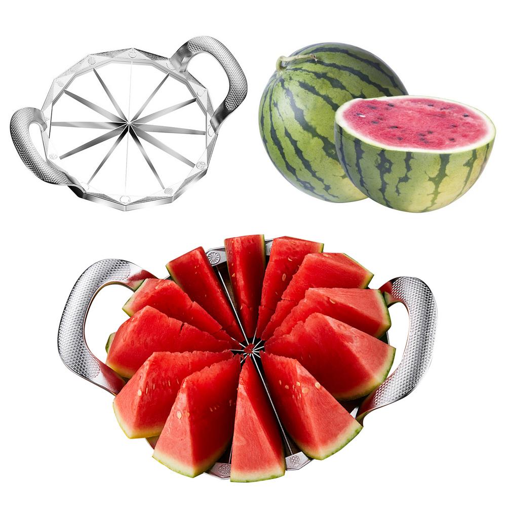 Trancheuse à pastèque avec poignée, coupe-fruits complet en acier inoxydable, ustensiles de cuisine, Gadget pour pastèque Cantaloup et Melon